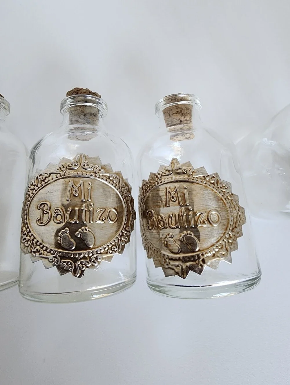 Lot 6 Baptism Favor Bottles Mi Bautizo Glass Bottles Religious Decor